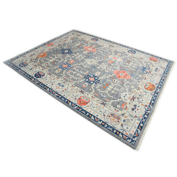 Solo Rugs HandKnotted Oriental Area Rug in Light Gray/Blue/Orange